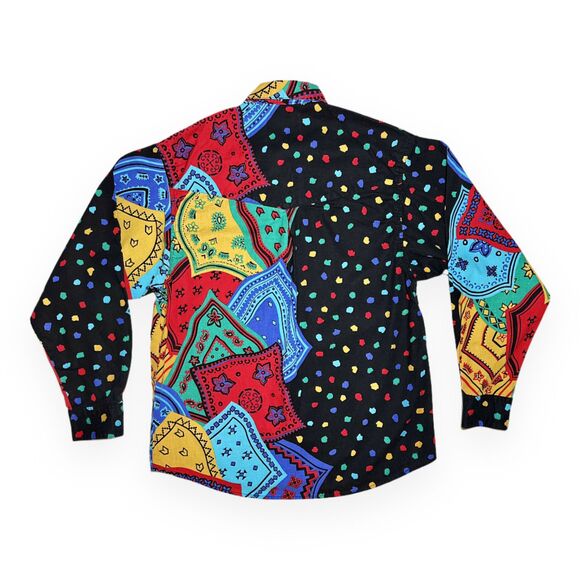 Vintage Wrangler 90s Western Bandana Polka Dot Button-Up Shirt L - Picture 6 of 10